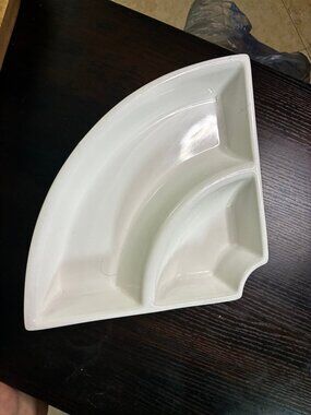 Certified International 4-Piece White Ceramic Round Sectional Serving Tray